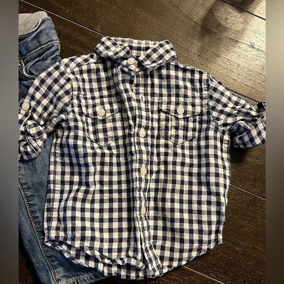 Infant baby 3-6M gap & Janie and Jack brand outfit - button down shirt & jeans - Picture 2 of 10